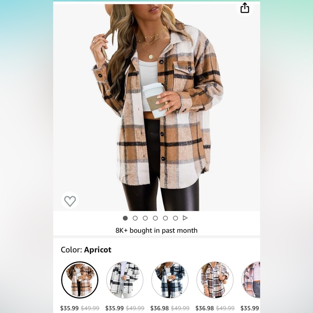 Amazon Find- Women’s Casual Plaid Shacket Button Down Long Sleeve Shirt